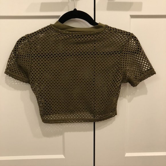 TopShop || Navy Green Crop Top Fishnet (0) - Picture 2 of 3